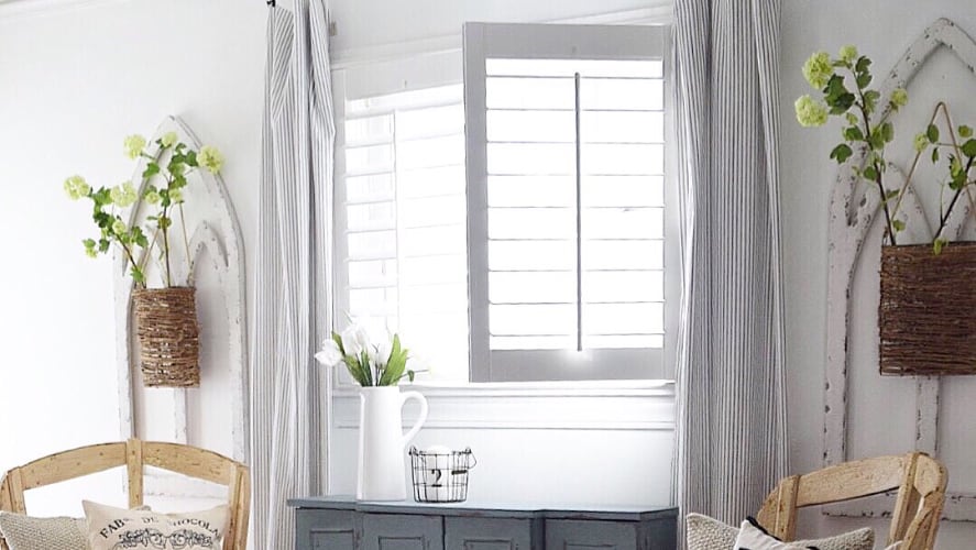 Plantation shutters in a sitting room